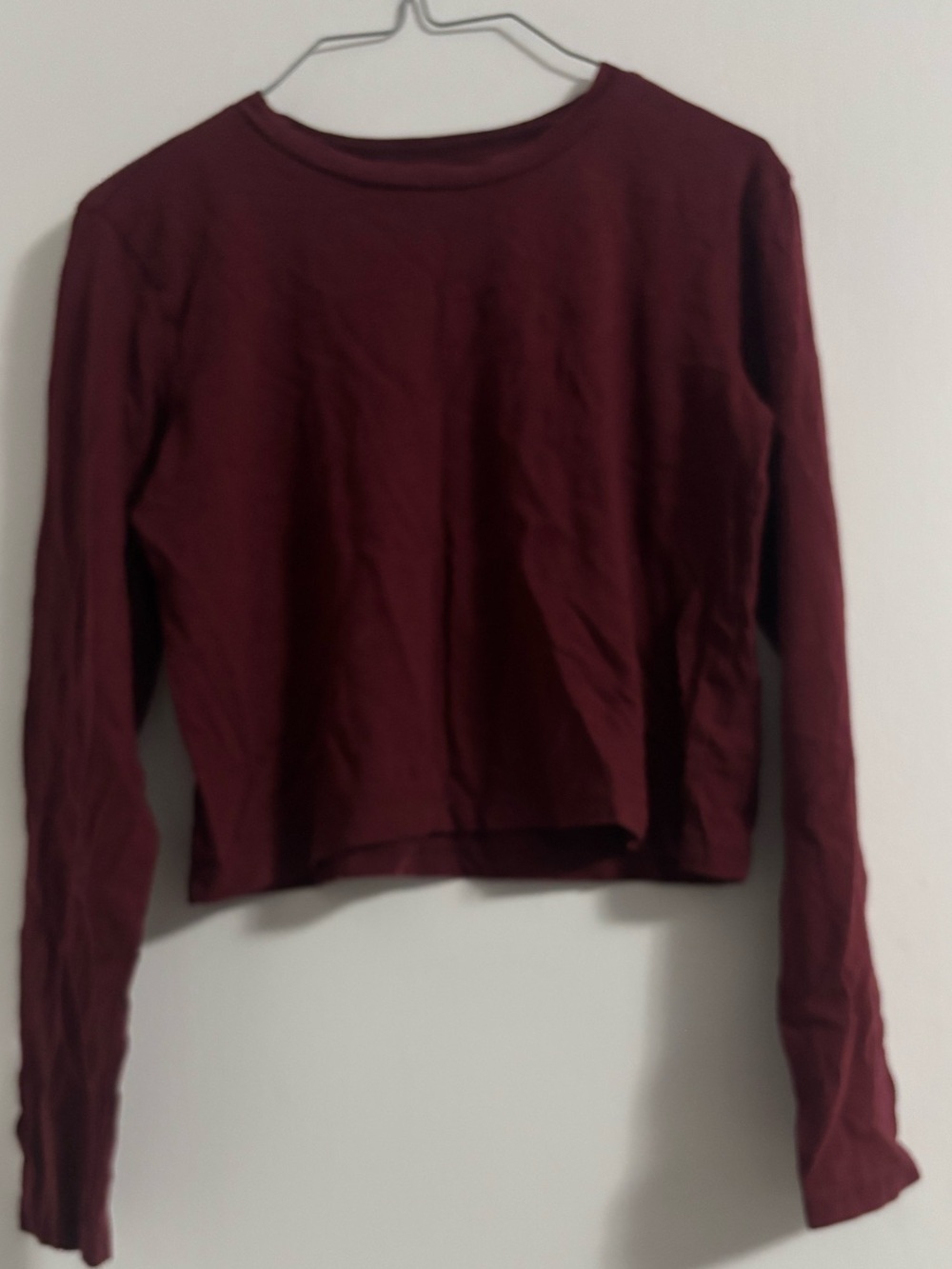 Burgundy Long Sleeve Crop Top